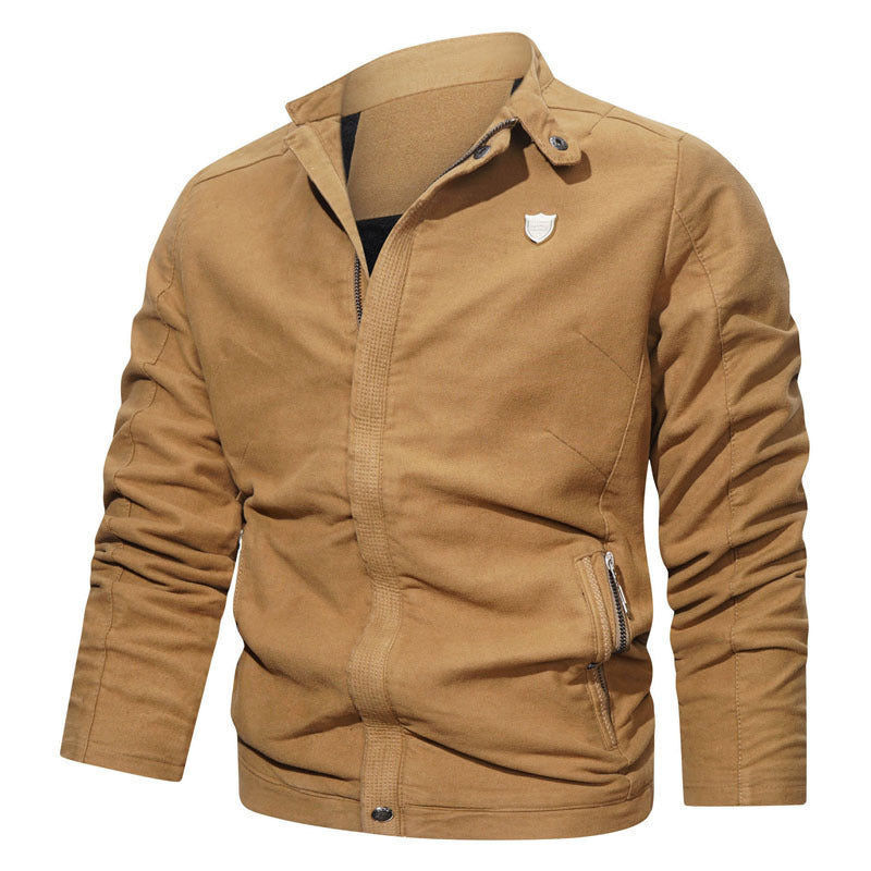 Herren Slim-Fit Canvas-Blouson mit Stehkragen, verdecktem Reißverschluss und Zipper-Taschen Shop Nory