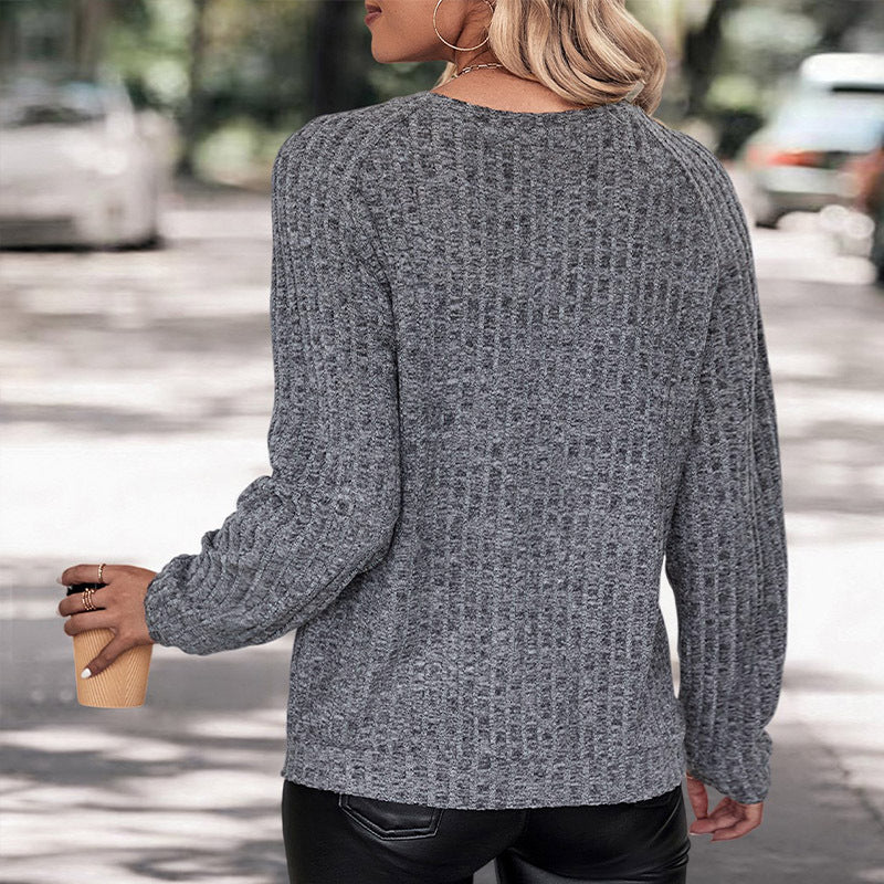 Damen Strukturierter Grobstrickpullover mit Rundhalsausschnitt und legerer Passform Shop Nory