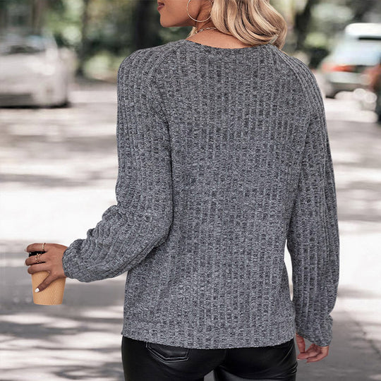 Damen Strukturierter Grobstrickpullover mit Rundhalsausschnitt und legerer Passform Shop Nory