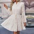 Damen Kleid im romantischen Boho-Stil mit Knopfverschluss und Bindegürtel