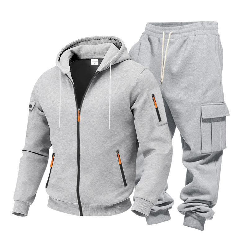Herren Funktionales Cargo-Sweatset mit Kapuzenjacke und Mehrfachtaschen-Jogger Shop Nory