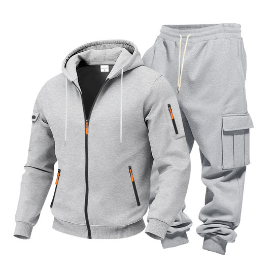 Herren Funktionales Cargo-Sweatset mit Kapuzenjacke und Mehrfachtaschen-Jogger Shop Nory