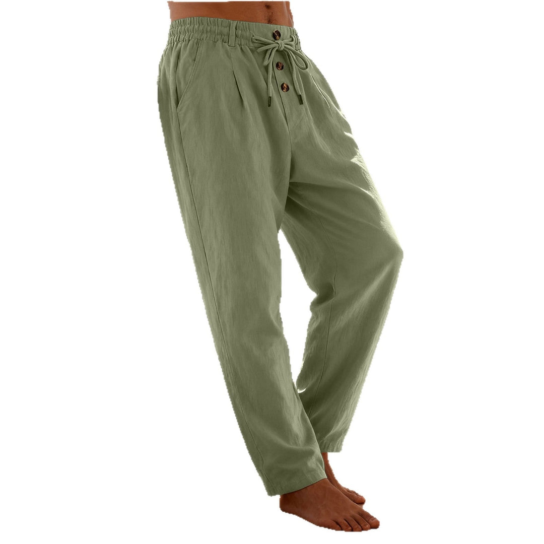 Herren nan leichte Loungehose mit elastischem Kordelbund, Tunnelzug und dekorativer Knopfleiste