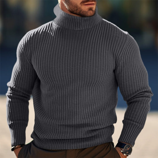 Herren Stehkragen Pullover aus strukturiertem Strick