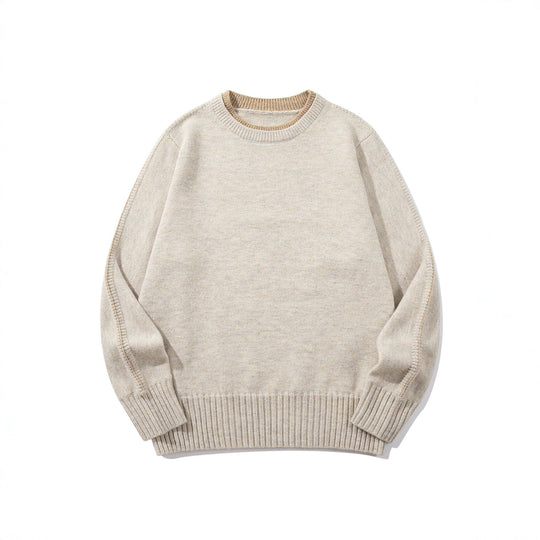 Unisex Feinstrick Rundhalspullover mit breitem Rippenbund und überschnittener Schulter Shop Nory