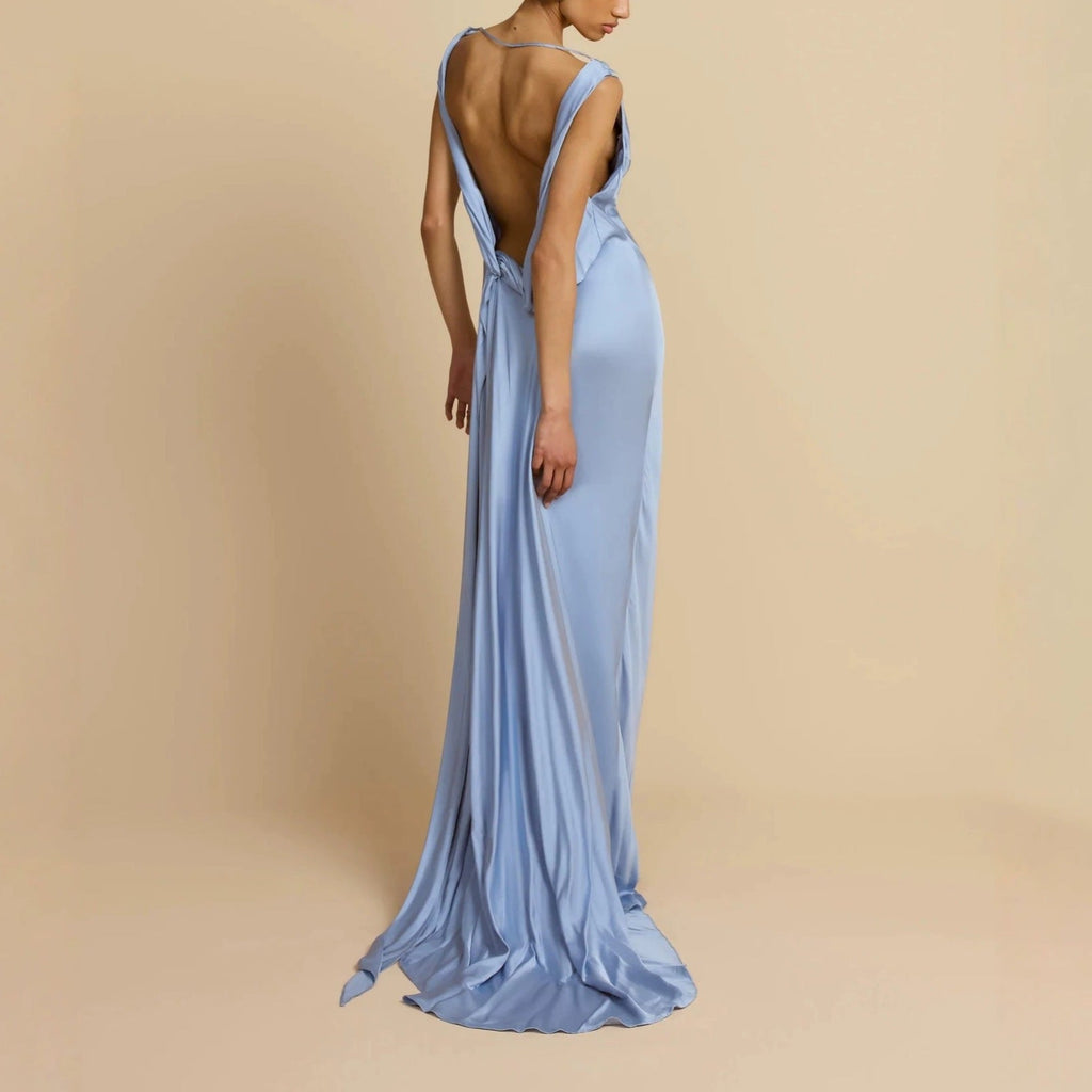 Damen Elegantes Maxikleid mit drapierten Details Shopnory
