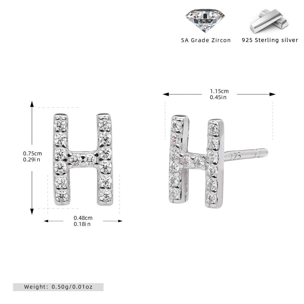 Damen Ohrstecker aus 925 Sterling Silber mit luxuriösem Zirkonbuchstaben R Shop Nory