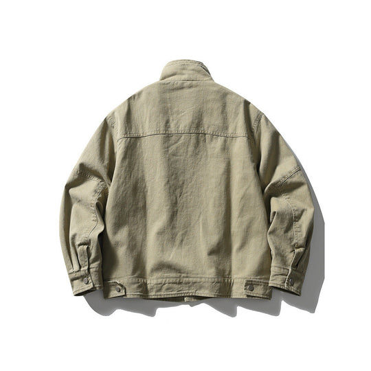Herren Oversize-Canvasjacke mit Stehkragen, Druckknopf-Front und verdecktem Reißverschlussinneneinsatz Shop Nory