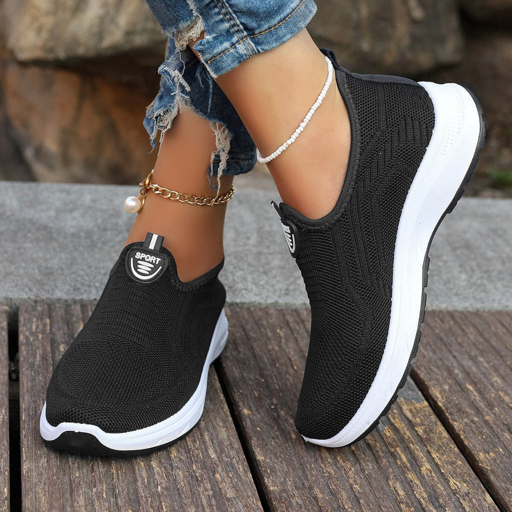 Damen Atmungsaktive Slip-On Sneakers mit elastischem Einsatz und dämpfender Sohle