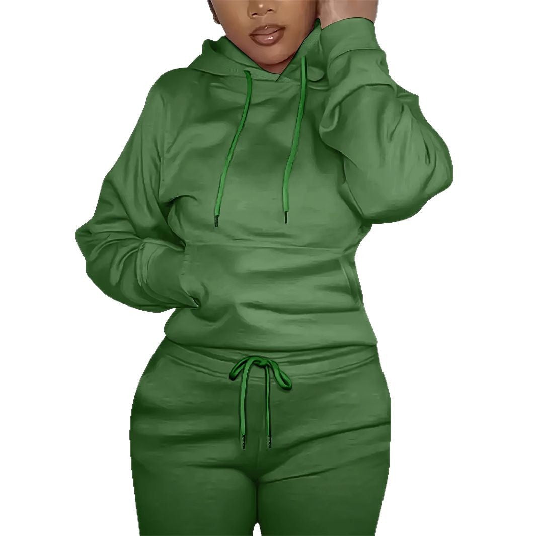 Damen nan figurbetontes Hoodie-und Taillenrock-Set mit Kängurutasche und Tunnelzug Shop Nory