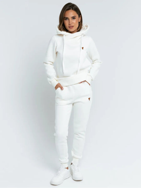 Damen Loungewear-Set mit Schalkragen-Hoodie und taillierter Jogginghose Shop Nory