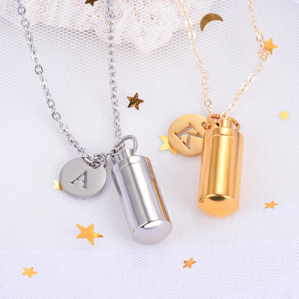 Damen personalisierte Kapsel-Halskette aus Edelstahl Shop Nory