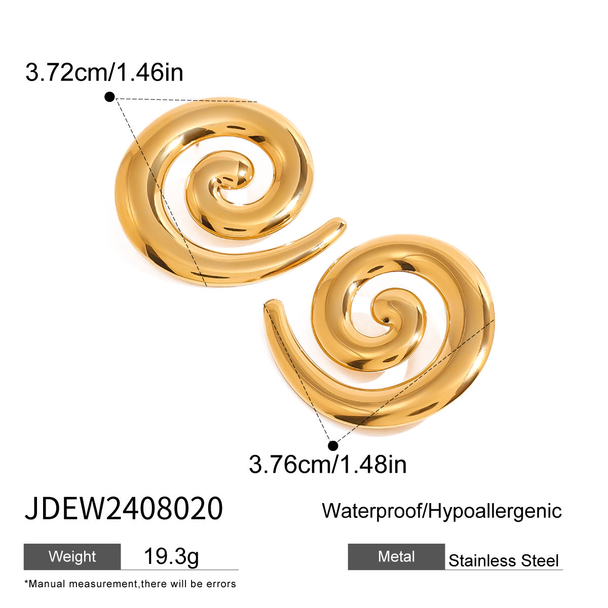 Damen Ohrhänger mit spiralisiertem Design aus hypoallergenem Edelstahl Shop Nory