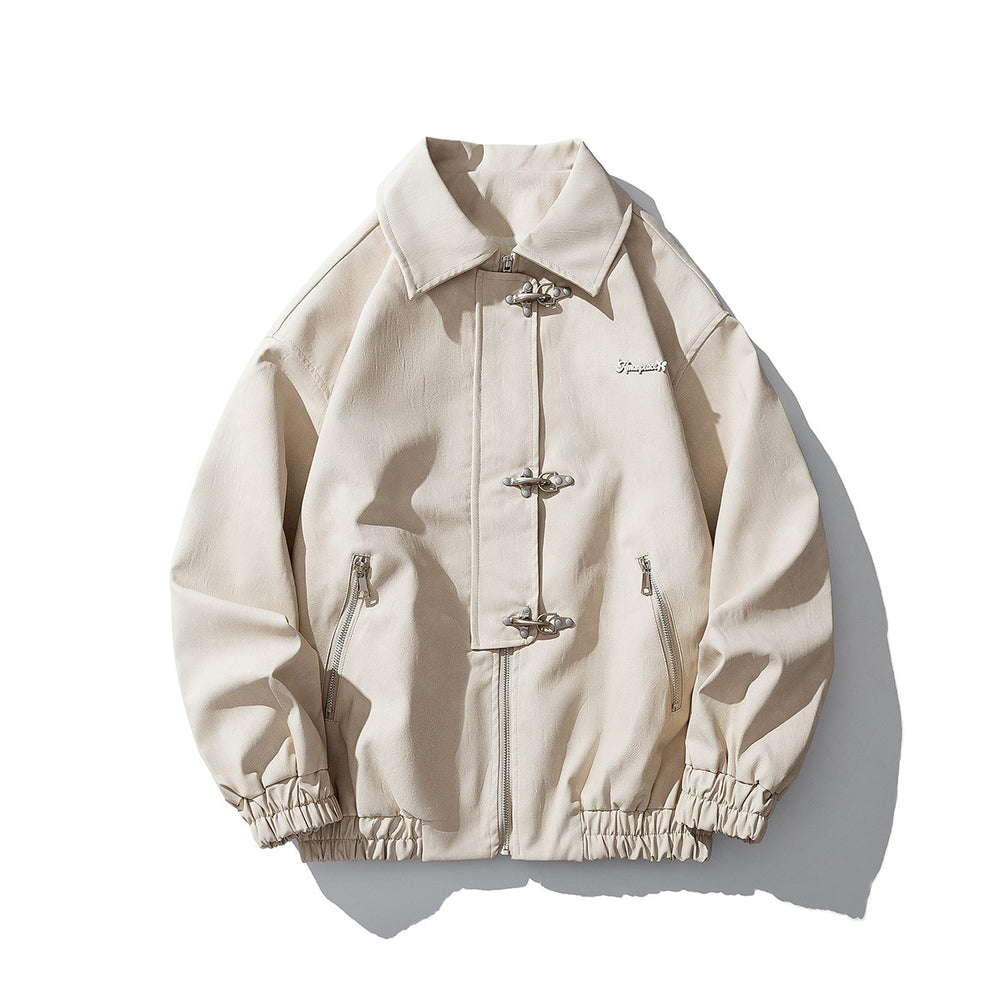 Herren Oversize Veloursjacke mit markanten Metallverschlüssen und Reißverschlusstaschen Shop Nory