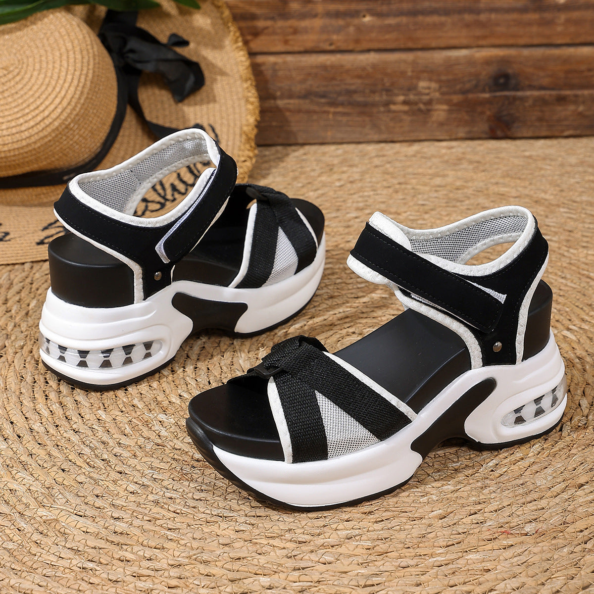 Damen Sportliche Sandalen mit dämpfendem Absatz und verstellbarem Riemendesign