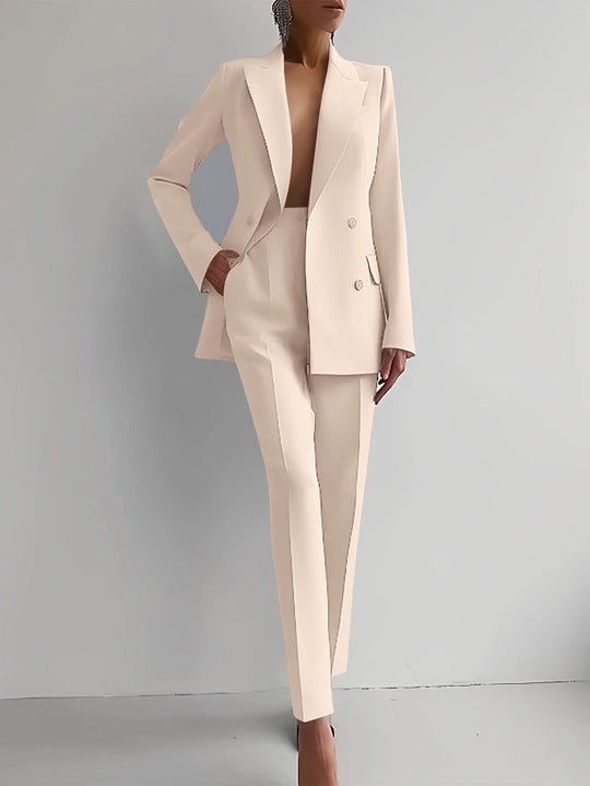Damen Maßgeschneiderter Doppelreihiger Blazer mit High‑Waist Slim‑Fit Hose Shop Nory