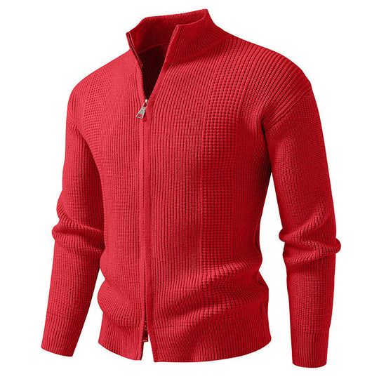 Herren Strickjacke mit hohem Kragen und innovativem Zipper