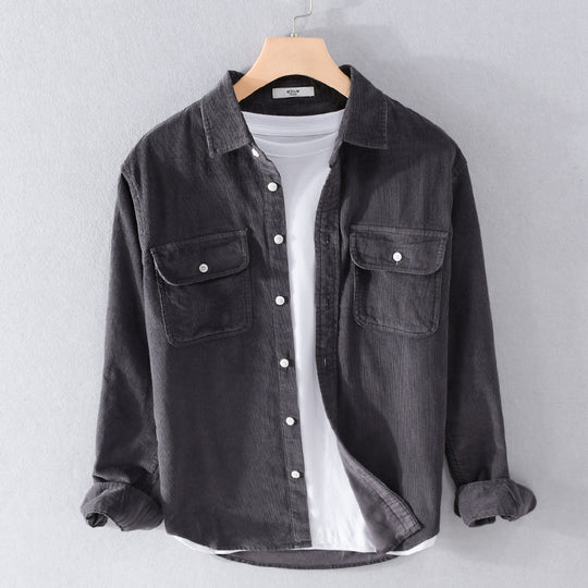 Herren Feincord-Hemdjacke im Worker‑Stil mit doppelten Brustpatten und entspanntem Schnitt Shop Nory