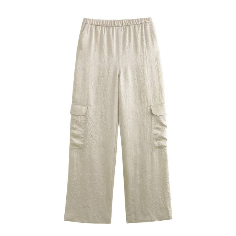 Damen Weite Cargo-Hose mit elastischem Bund und aufgesetzten Klappentaschen Shop Nory