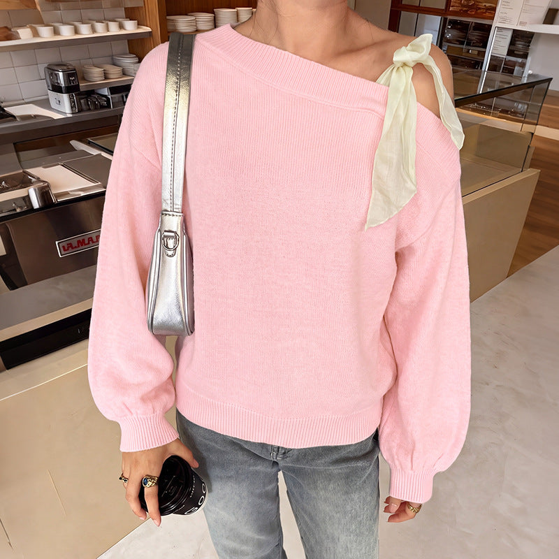 Damen Trendiger Pullover mit Schulterband Shop Nory