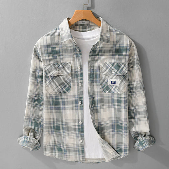 Herren Karierter Baumwoll-Überhemd im Casual-Layering‑Stil mit Pattentaschen Shop Nory