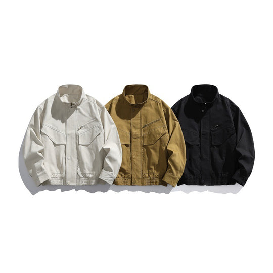 Herren Oversized Canvas-Fieldblouson mit Utility‑Taschen und Stehkragen Shop Nory