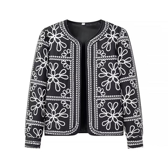 Damen Offene Blazerjacke mit floralem Allover-Print, Rundhalsausschnitt und femininer Passform Shop Nory