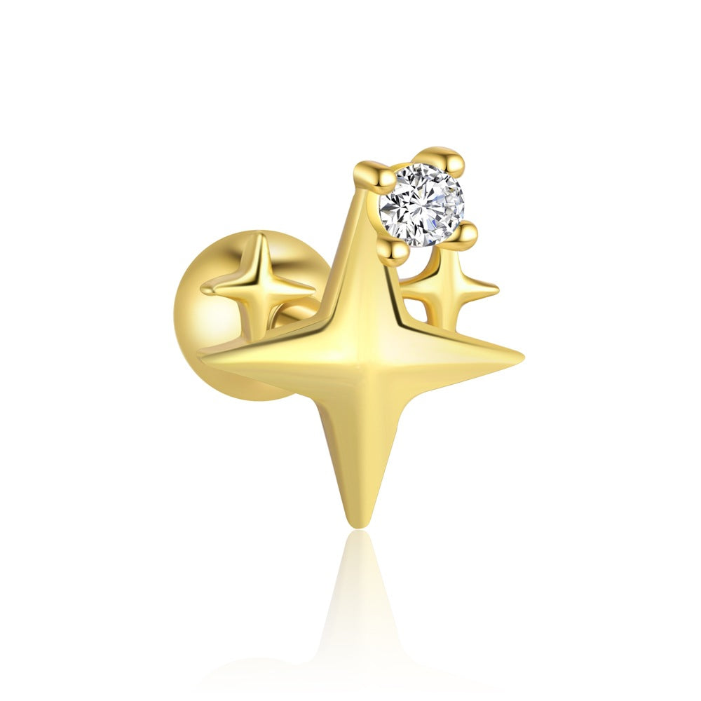 1 Stück 1 Paar 925 Sterling Silber Zirkon 925 Sterling Silber Ohrringe Geometrisch Star Bow Knot Tropfen Ohrringe Ohrstecker | Shop Nory