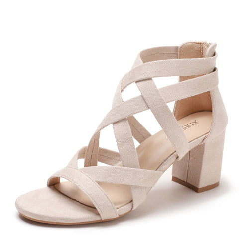 Damen Sandalen mit stylischem Kreuzriemen und komfortablem Blockabsatz
