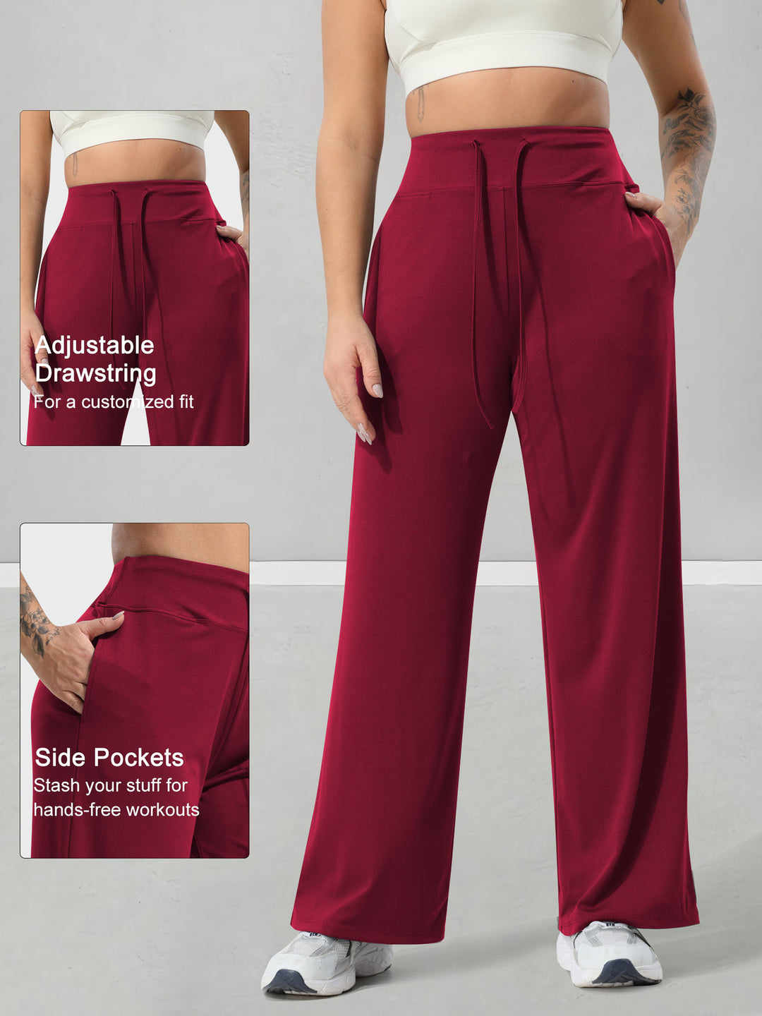 Damen Jogginghose mit hohem Bund, weitem Bein, Kordelzug und Seitentaschen Shopy Nory