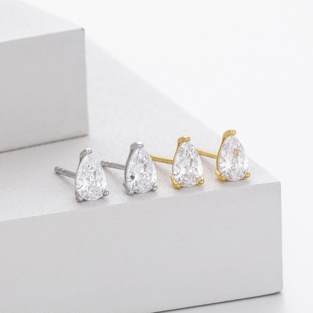 Damen Ohrstecker mit tropfenförmigem Zirkon und hochwertiger 925er Sterlingsilberfassung Shop Nory