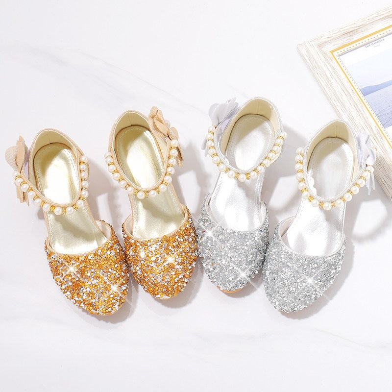 Damen Elegante und funkelnde Mittelabsatzschuhe mit Perlen- und Schleifendetails