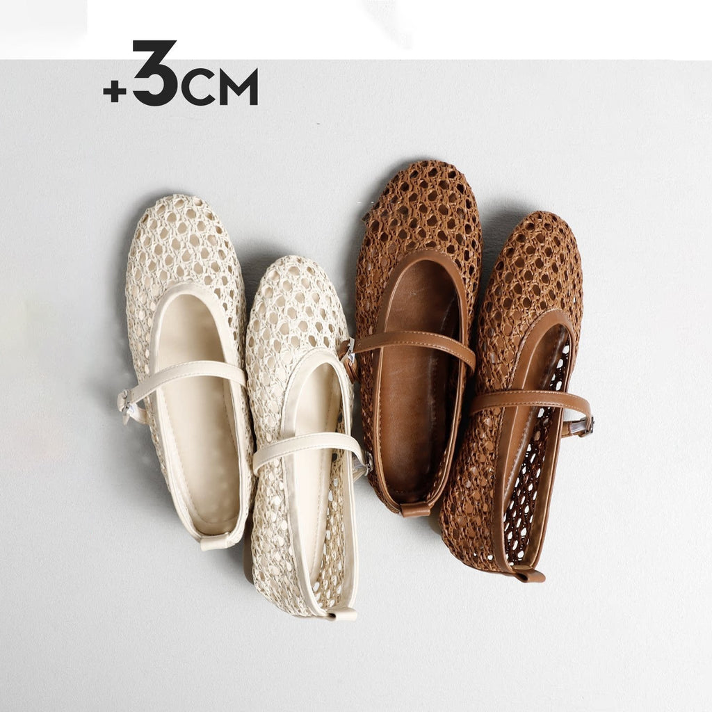Damen elegante Ballerinas mit luftiger WShopnorystruktur und zierlichem Riemchen