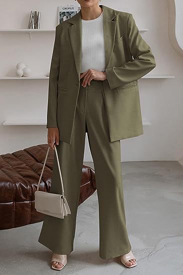 Damen nan Longblazer-Set mit kastiger Oversize-Silhouette, strukturierter Schulterpartie und hochtaillierter Palazzo-Hose Shop Nory