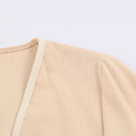 Damen Maxikleid-Kaftan mit Trompetenärmeln und Palmenstickerei Shop Nory