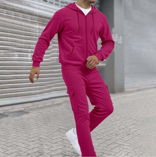 Herren nan athletischer Zip-Sweatset mit Cargo-Jogginghose, ergonomischen Nähten und gerippten Bündchen Shop Nory