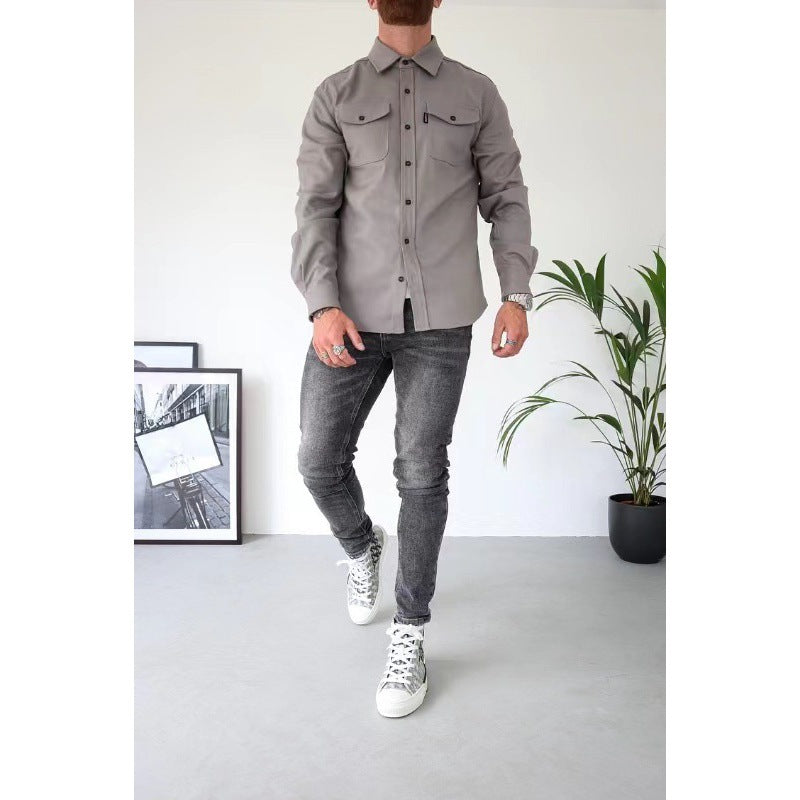 Herren Hemdjacke mit Brusttaschen und taillierter Passform Shop Nory