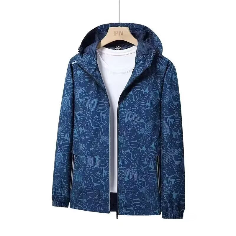 Damen Atmungsaktive Kapuzenjacke mit Trendigem Blätterdruck Shop Nory