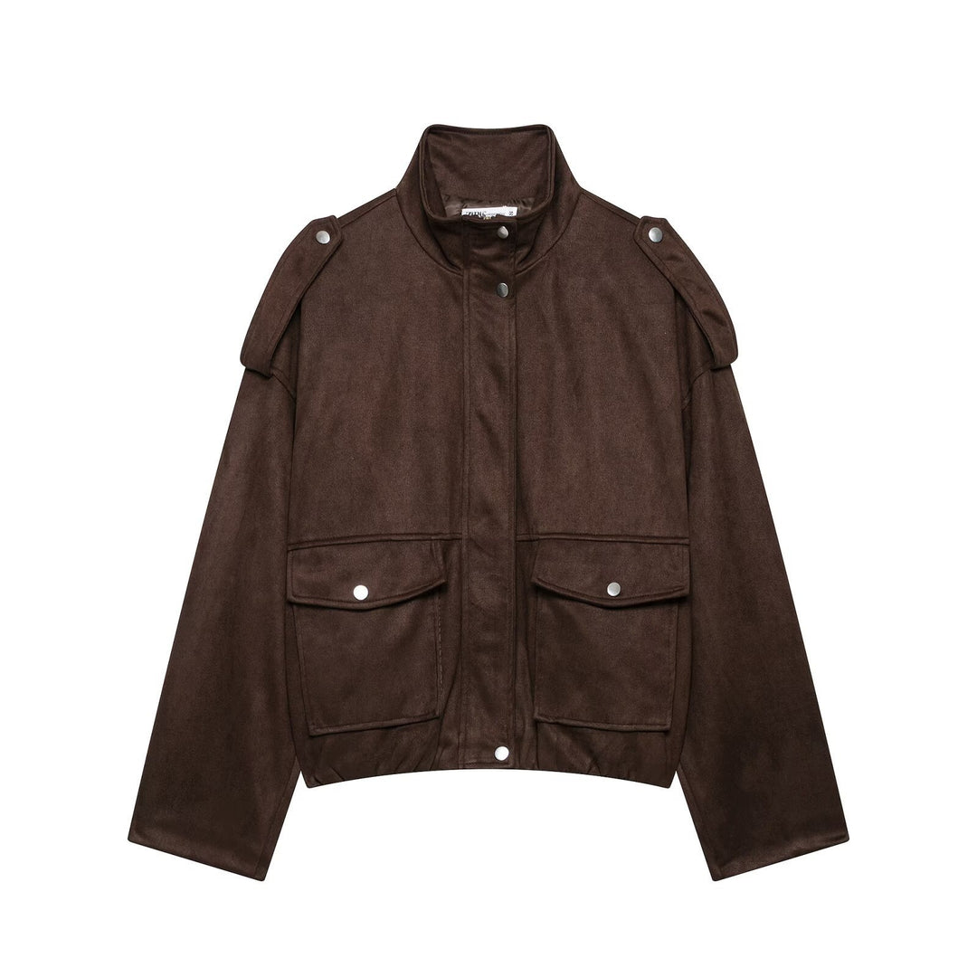 Damen Modische Kurzjacke mit Taschen