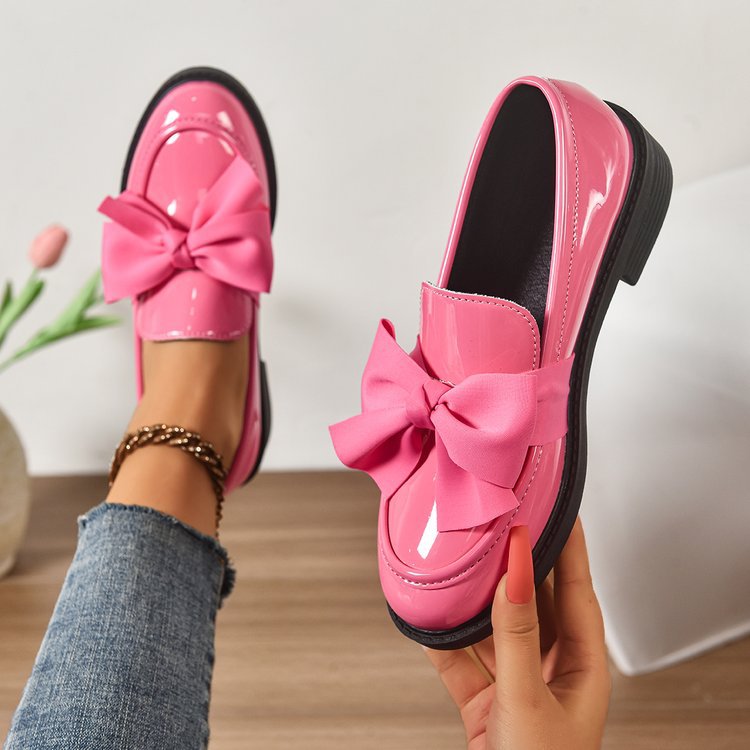 Damen Loafer mit Karo‑Muster und Schleifenapplikation Shop Nory