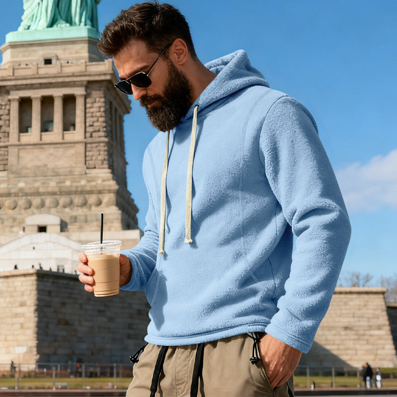 Herren Fleece-Hoodie mit Teddystruktur, Kapuze und entspannter Passform Shop Nory