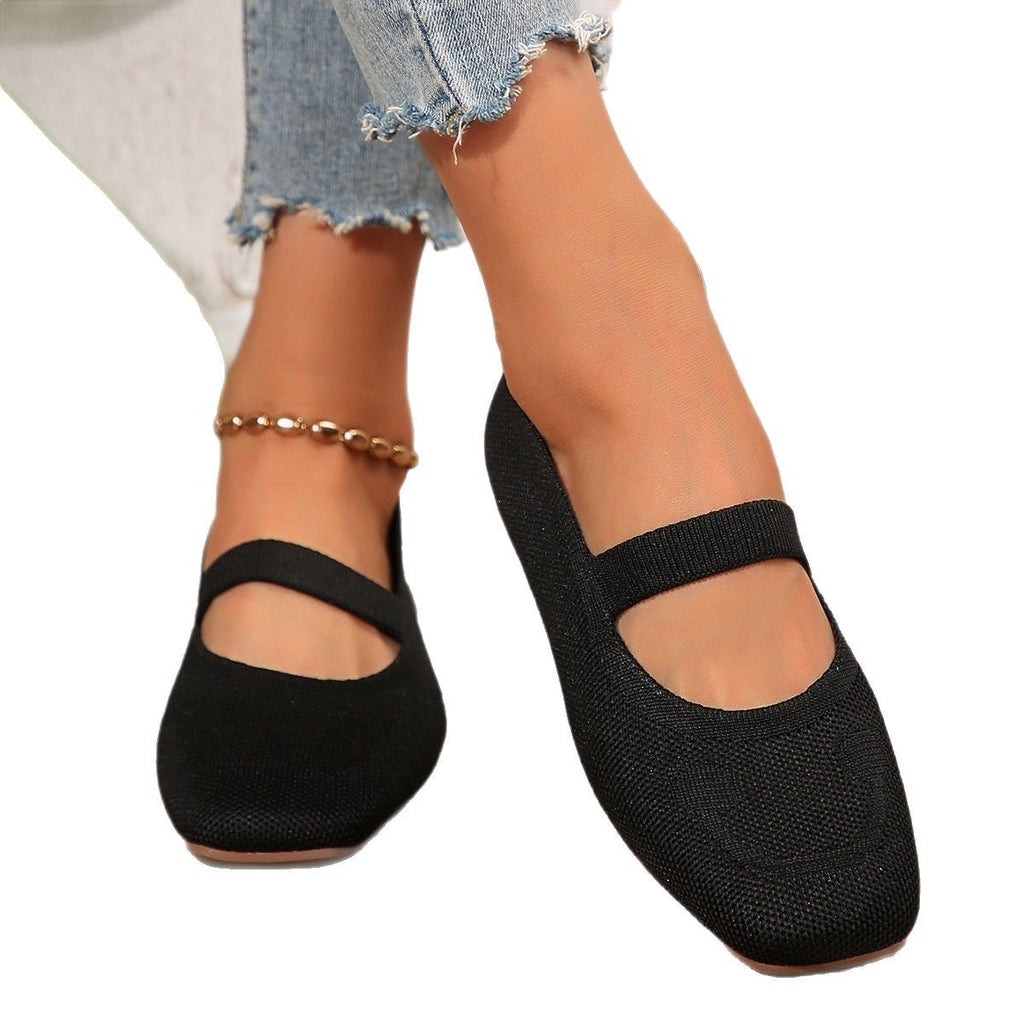 Damen Ballerinas mit elastischem Riemen und komfortablem Fußbett