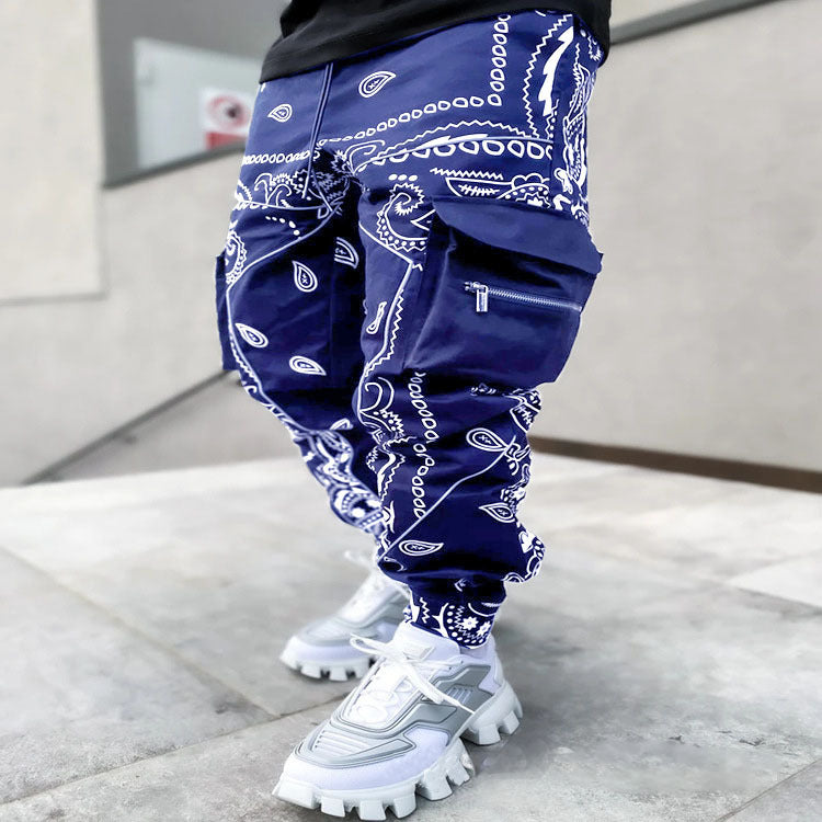 Herren Cargo-Jogginghose mit Bandana-Print, Kordelzug & Mehrfachtaschen Shop Nory