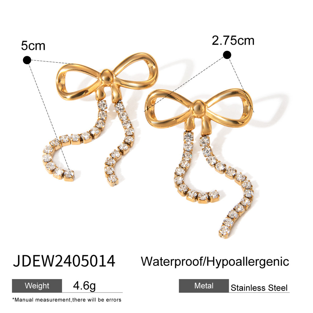 Damen Ohrhänger mit elegantem Schleifen-Design aus hypoallergenem Edelstahl Shop Nory
