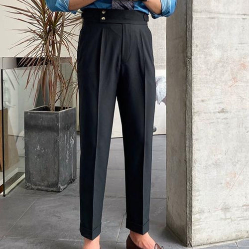Herren Elegante Hochwasserhose mit Bundfalten