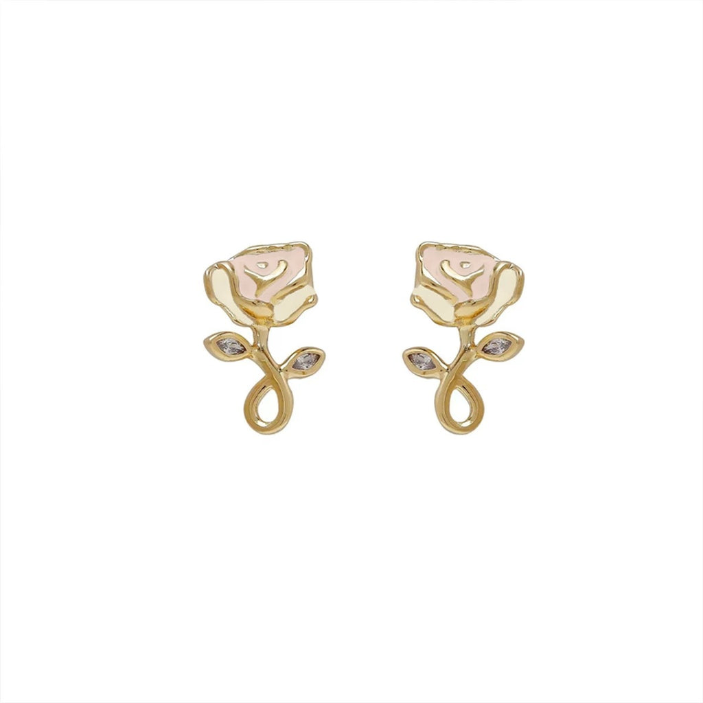 Damen Ohrstecker mit floralen Rosendesign und funkelnden Akzenten Shop Nory