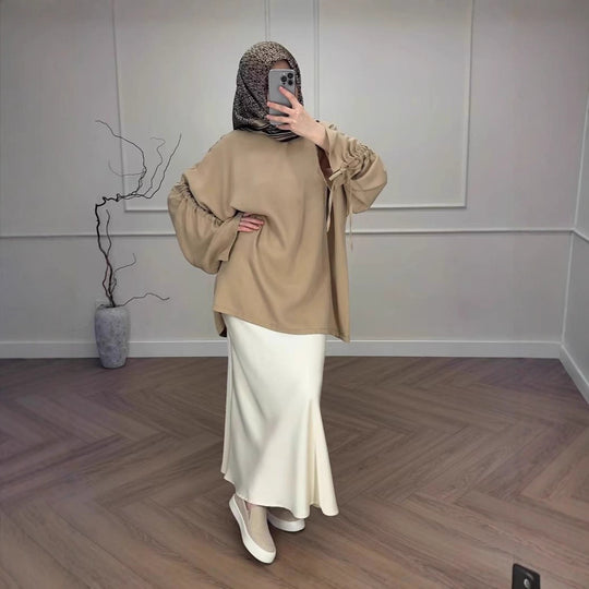 Damen Hochtaillierter Satin-Maxirock mit seidenähnlichem Fall und eleganter Trompetenform Shop Nory