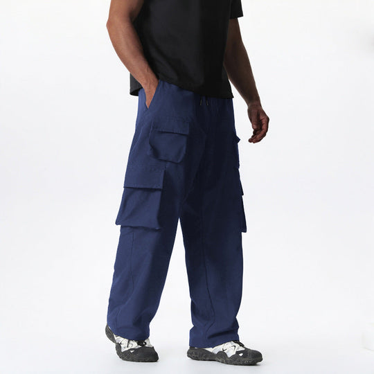 Herren Cargo-Hose mit vielseitigen Taschen und elastischem Bund Hedi-Mode