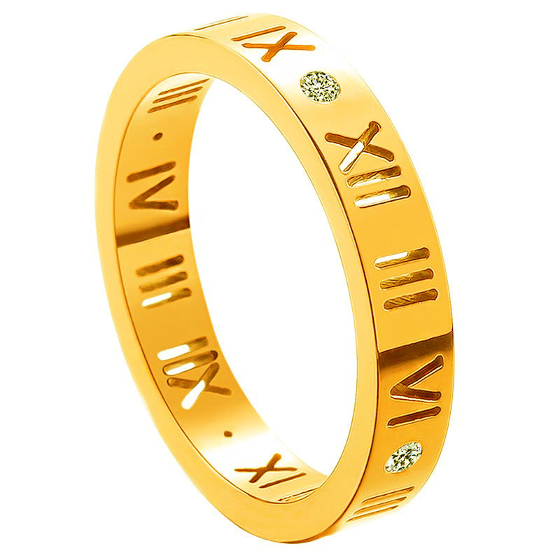 Damen Ring mit römischen Ziffern und funkelnden Zirkonia Shop Nory