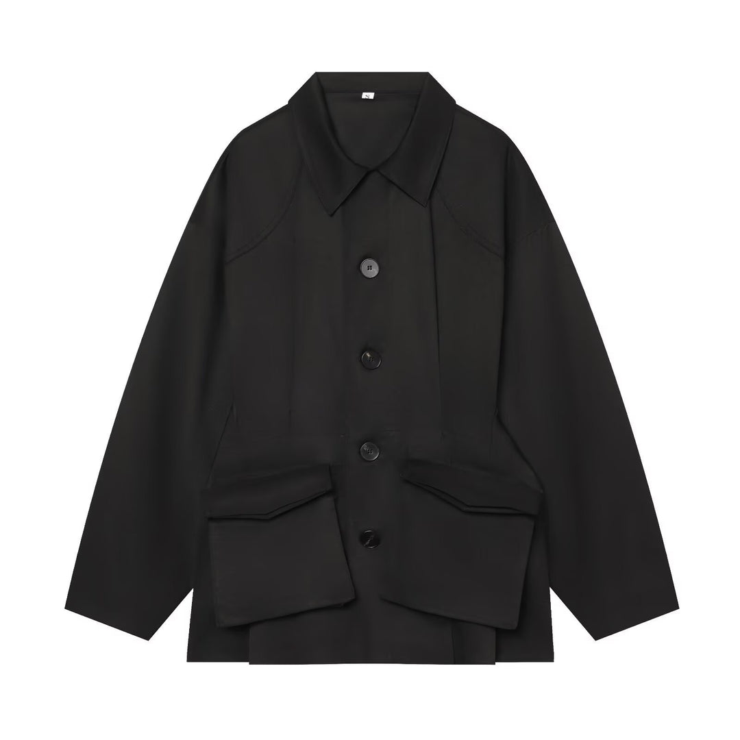 Damen Kurzjacke im Utility‑Stil mit weitem Schnitt und großen Klappentaschen Shop Nory